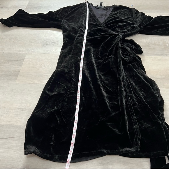 NWT Eileen Fisher Silk Blend Black Velvet Wrap Dress - Picture 12 of 12